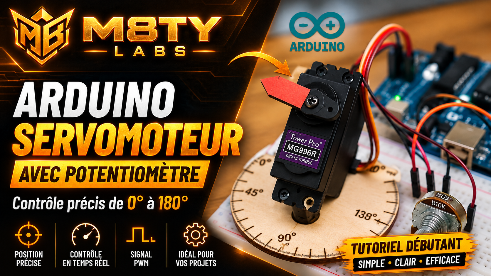 Contrôler un servomoteur MG996R avec Arduino et un potentiomètre