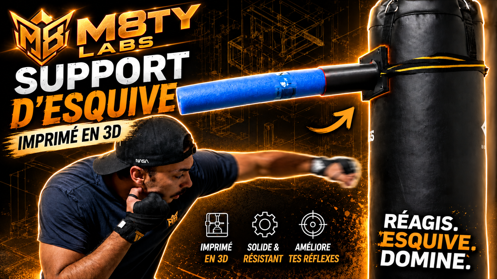 Dodge v1 — Système d'entraînement de boxe imprimé en 3D